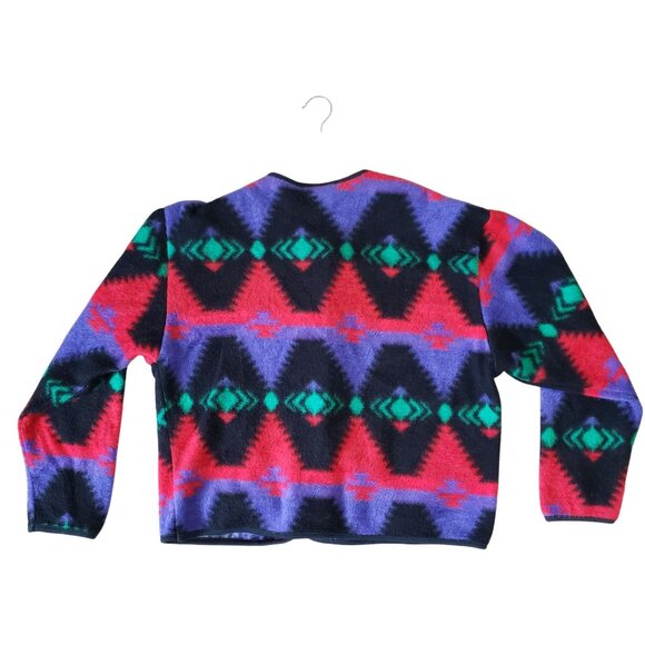 Vintage 90s David Wayne Navajo Style Aztec Print Button Up Cardigan Sweater Cozy - Picture 2 of 5